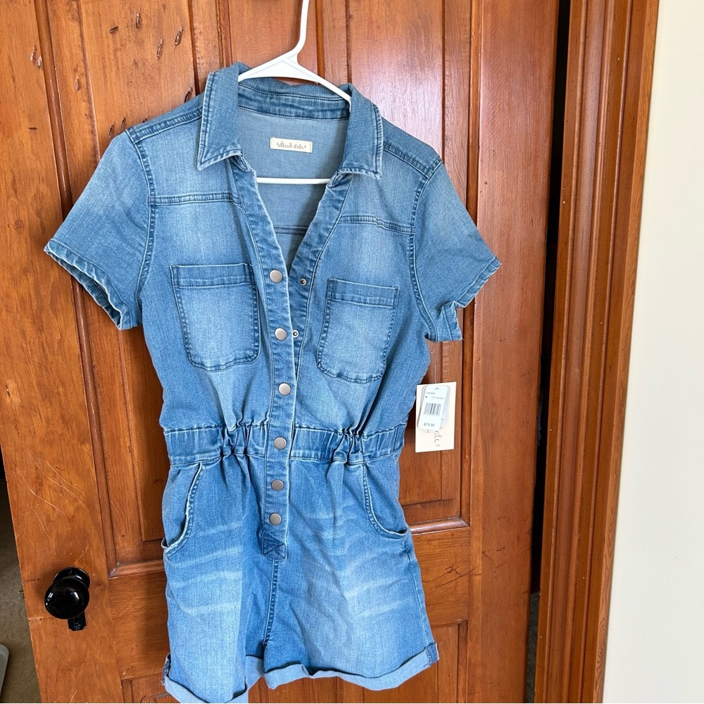 Altar’d State Denim Button-Up Romper
